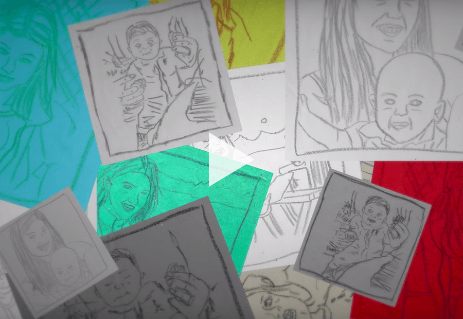 Pieces of paper with illustrations