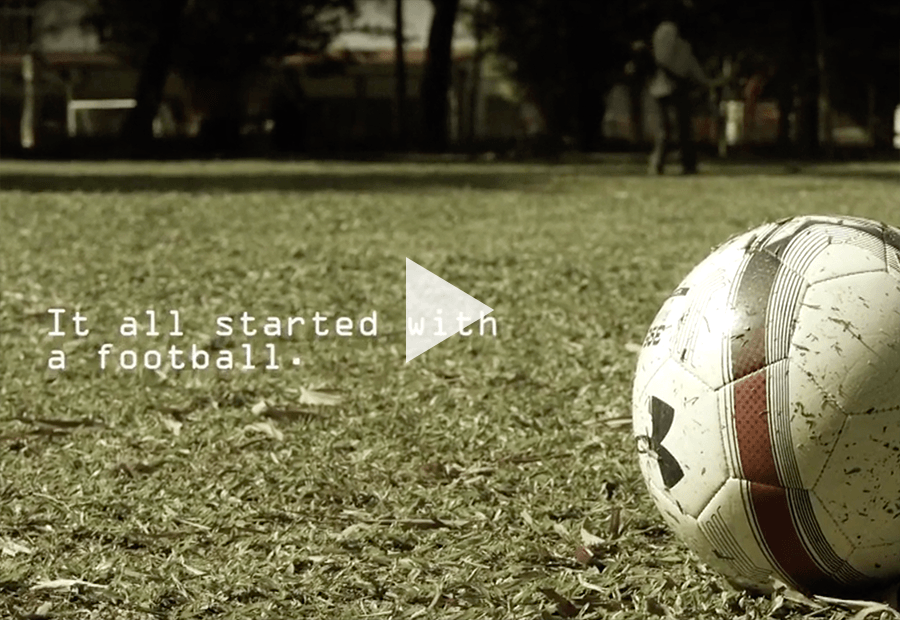 a caption and a soccer ball